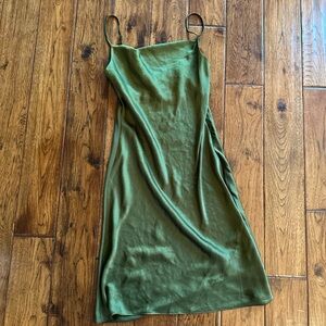Aritzia mid length, cow neck, silky, green dress
